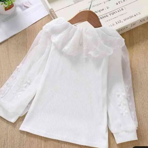 Other - Fashionable Lase Embroidered Flowers Sleeve Sweater, girls 8-10 years, cotton